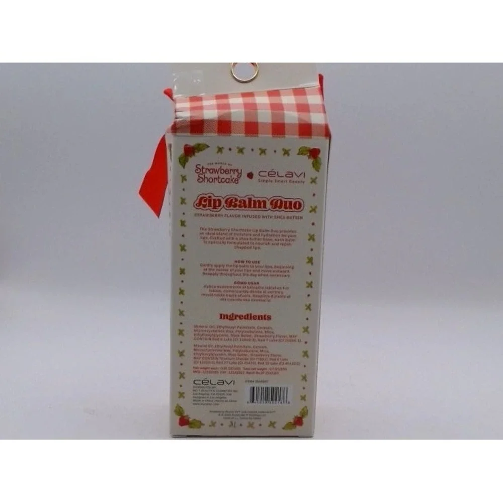 Celavi -Strawberry Shortcake, Lip Balm Duo, Strawberry Flavored,BRAND NEW IN BOX